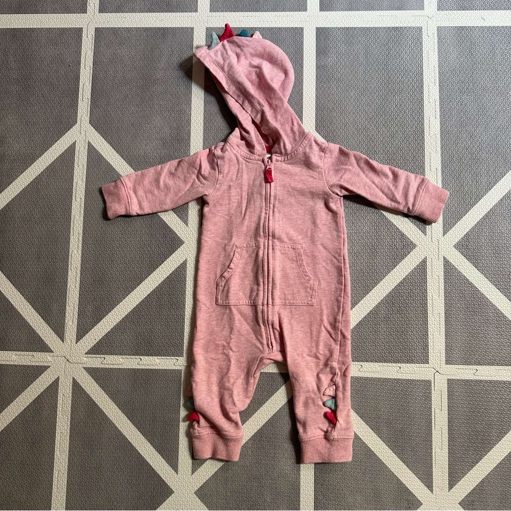 Carter’s Pink Dino Zip Onesie - 6M